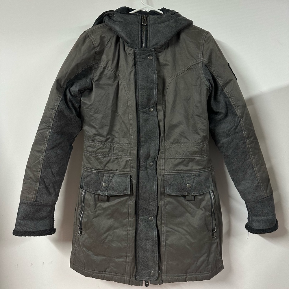 Kuhl Women Size XS Projekt Arktik Parka Coat Jacket Hood Down Filled Grey